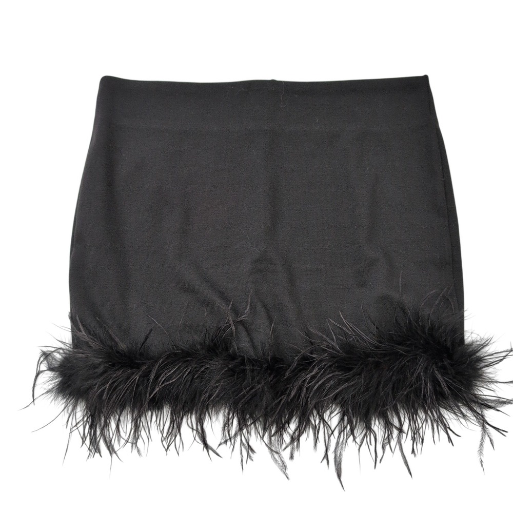 Peppermayo Black Feather Trim Mini Skirt Marabou Lucia in Love Cocktail Party 4